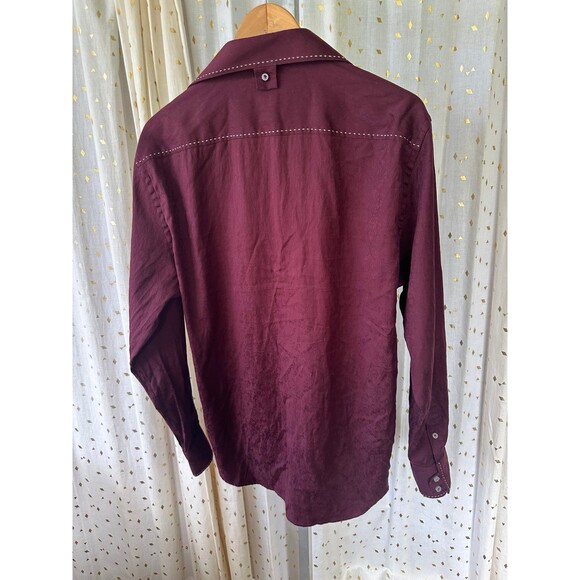 ZAGIRI Men's 100% Cotton Western Button Down White Stitching Detail Shirt L - Picture 5 of 8